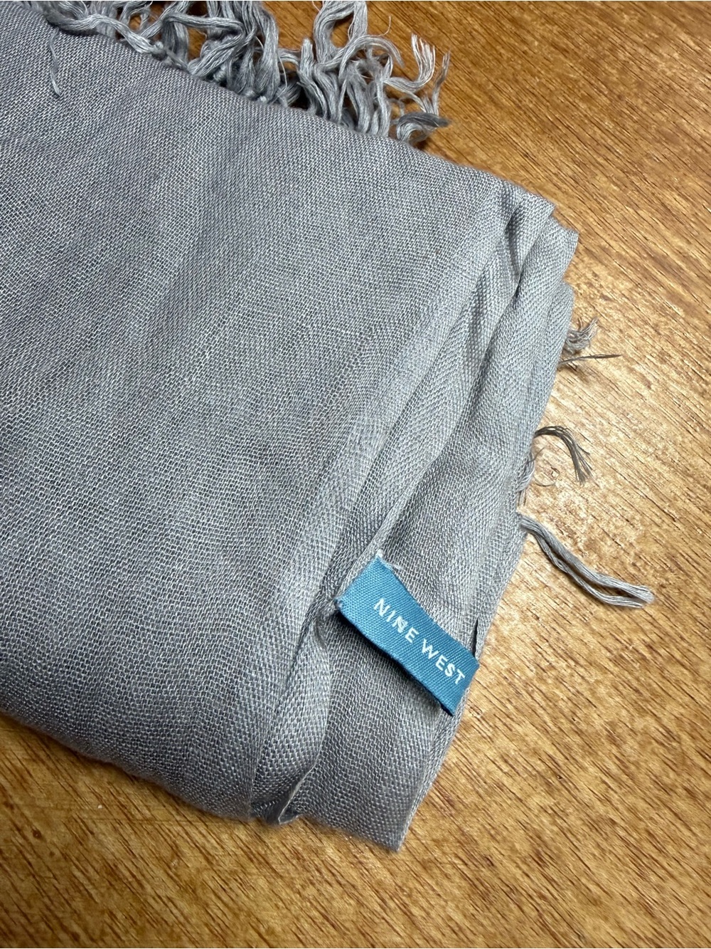 Nine West Light Gray Fringed Scarf